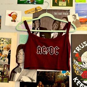 AC/DC Burgundy Crop Tank